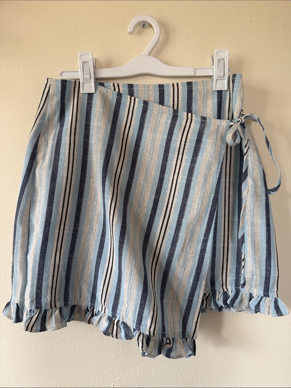 Blue and white striped skirt